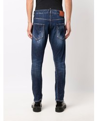 dunkelblaue enge Jeans mit Destroyed-Effekten von DSQUARED2