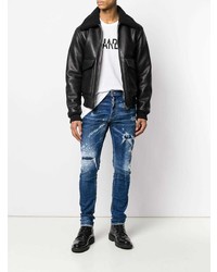 dunkelblaue enge Jeans mit Destroyed-Effekten von DSQUARED2