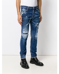 dunkelblaue enge Jeans mit Destroyed-Effekten von DSQUARED2