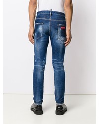 dunkelblaue enge Jeans mit Destroyed-Effekten von DSQUARED2