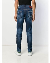 dunkelblaue enge Jeans mit Destroyed-Effekten von DSQUARED2