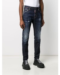 dunkelblaue enge Jeans mit Destroyed-Effekten von DSQUARED2