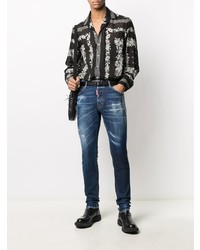 dunkelblaue enge Jeans mit Destroyed-Effekten von DSQUARED2