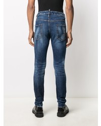 dunkelblaue enge Jeans mit Destroyed-Effekten von DSQUARED2