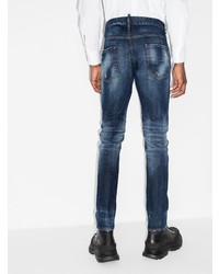 dunkelblaue enge Jeans mit Destroyed-Effekten von DSQUARED2