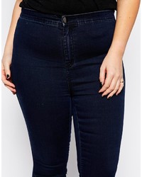 dunkelblaue enge Jeans mit Destroyed-Effekten von Asos