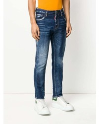 dunkelblaue enge Jeans mit Destroyed-Effekten von DSQUARED2