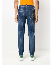 dunkelblaue enge Jeans mit Destroyed-Effekten von DSQUARED2