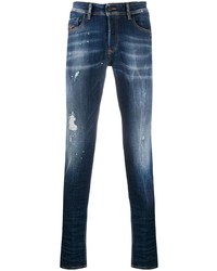 dunkelblaue enge Jeans mit Destroyed-Effekten von Diesel