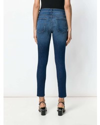 dunkelblaue enge Jeans mit Destroyed-Effekten von Frame Denim