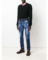 dunkelblaue enge Jeans mit Destroyed-Effekten von DSQUARED2