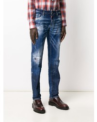 dunkelblaue enge Jeans mit Destroyed-Effekten von DSQUARED2