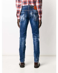 dunkelblaue enge Jeans mit Destroyed-Effekten von DSQUARED2