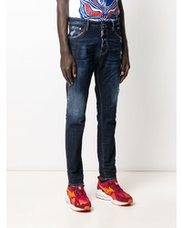 dunkelblaue enge Jeans mit Destroyed-Effekten von DSQUARED2