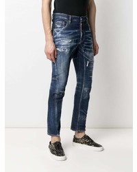 dunkelblaue enge Jeans mit Destroyed-Effekten von DSQUARED2