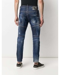 dunkelblaue enge Jeans mit Destroyed-Effekten von DSQUARED2