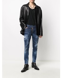 dunkelblaue enge Jeans mit Destroyed-Effekten von DSQUARED2