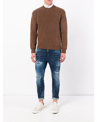 dunkelblaue enge Jeans mit Destroyed-Effekten von DSQUARED2