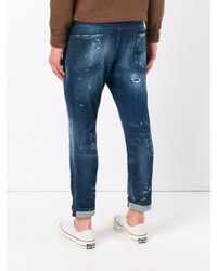 dunkelblaue enge Jeans mit Destroyed-Effekten von DSQUARED2