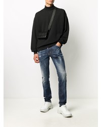 dunkelblaue enge Jeans mit Destroyed-Effekten von DSQUARED2