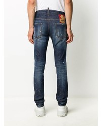 dunkelblaue enge Jeans mit Destroyed-Effekten von DSQUARED2