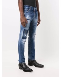 dunkelblaue enge Jeans mit Destroyed-Effekten von DSQUARED2