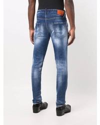 dunkelblaue enge Jeans mit Destroyed-Effekten von DSQUARED2