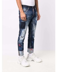 dunkelblaue enge Jeans mit Destroyed-Effekten von DSQUARED2