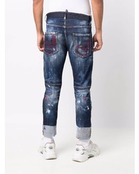 dunkelblaue enge Jeans mit Destroyed-Effekten von DSQUARED2