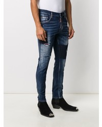 dunkelblaue enge Jeans mit Destroyed-Effekten von DSQUARED2