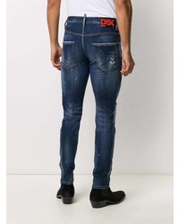 dunkelblaue enge Jeans mit Destroyed-Effekten von DSQUARED2