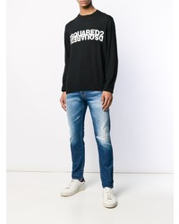 dunkelblaue enge Jeans mit Destroyed-Effekten von DSQUARED2