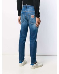 dunkelblaue enge Jeans mit Destroyed-Effekten von DSQUARED2