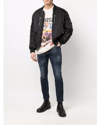 dunkelblaue enge Jeans mit Destroyed-Effekten von Philipp Plein