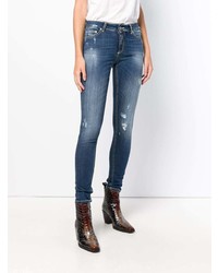 dunkelblaue enge Jeans mit Destroyed-Effekten von Dondup