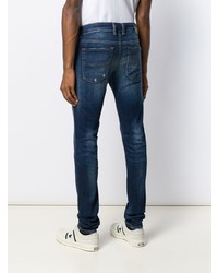 dunkelblaue enge Jeans mit Destroyed-Effekten von Diesel