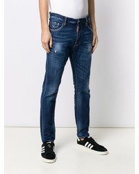 dunkelblaue enge Jeans mit Destroyed-Effekten von DSQUARED2