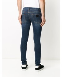 dunkelblaue enge Jeans mit Destroyed-Effekten von Dolce & Gabbana