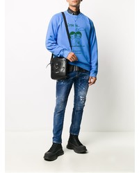 dunkelblaue enge Jeans mit Destroyed-Effekten von DSQUARED2