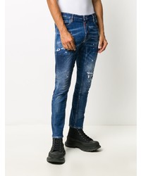 dunkelblaue enge Jeans mit Destroyed-Effekten von DSQUARED2