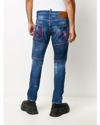 dunkelblaue enge Jeans mit Destroyed-Effekten von DSQUARED2