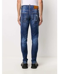 dunkelblaue enge Jeans mit Destroyed-Effekten von DSQUARED2