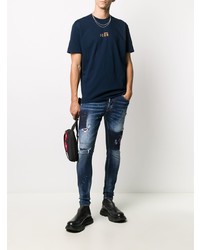 dunkelblaue enge Jeans mit Destroyed-Effekten von DSQUARED2