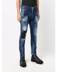 dunkelblaue enge Jeans mit Destroyed-Effekten von DSQUARED2