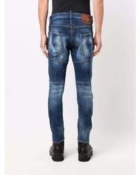 dunkelblaue enge Jeans mit Destroyed-Effekten von DSQUARED2