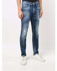 dunkelblaue enge Jeans mit Destroyed-Effekten von Dondup