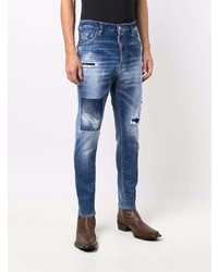 dunkelblaue enge Jeans mit Destroyed-Effekten von DSQUARED2