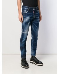 dunkelblaue enge Jeans mit Destroyed-Effekten von DSQUARED2