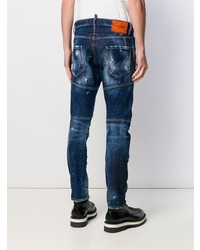 dunkelblaue enge Jeans mit Destroyed-Effekten von DSQUARED2