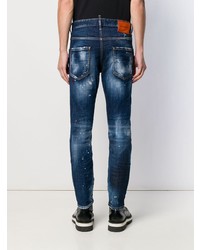 dunkelblaue enge Jeans mit Destroyed-Effekten von DSQUARED2